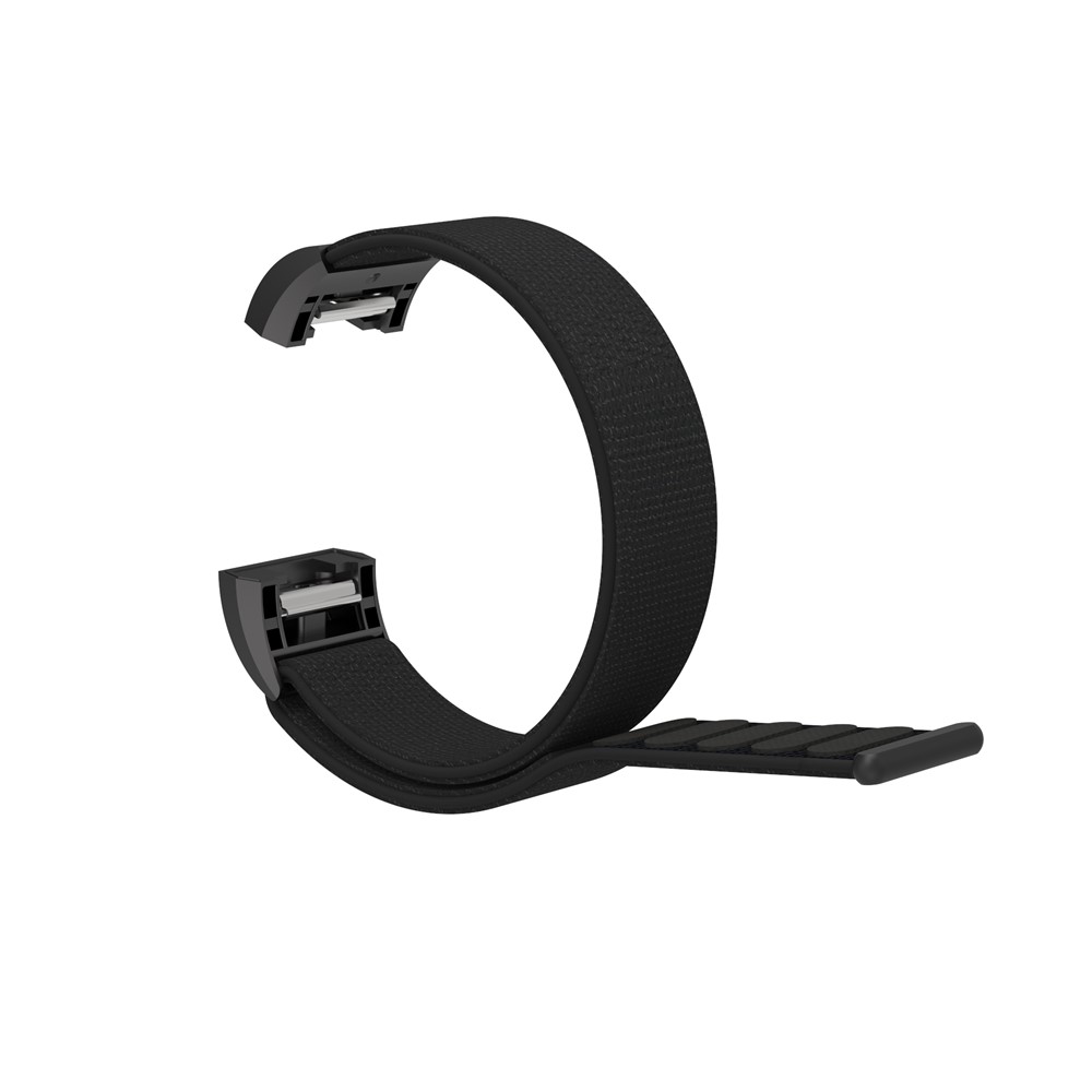 Velcro Closure Flexible Nylon Watch Band + Connector for Fitbit Charge 2 - Black-5