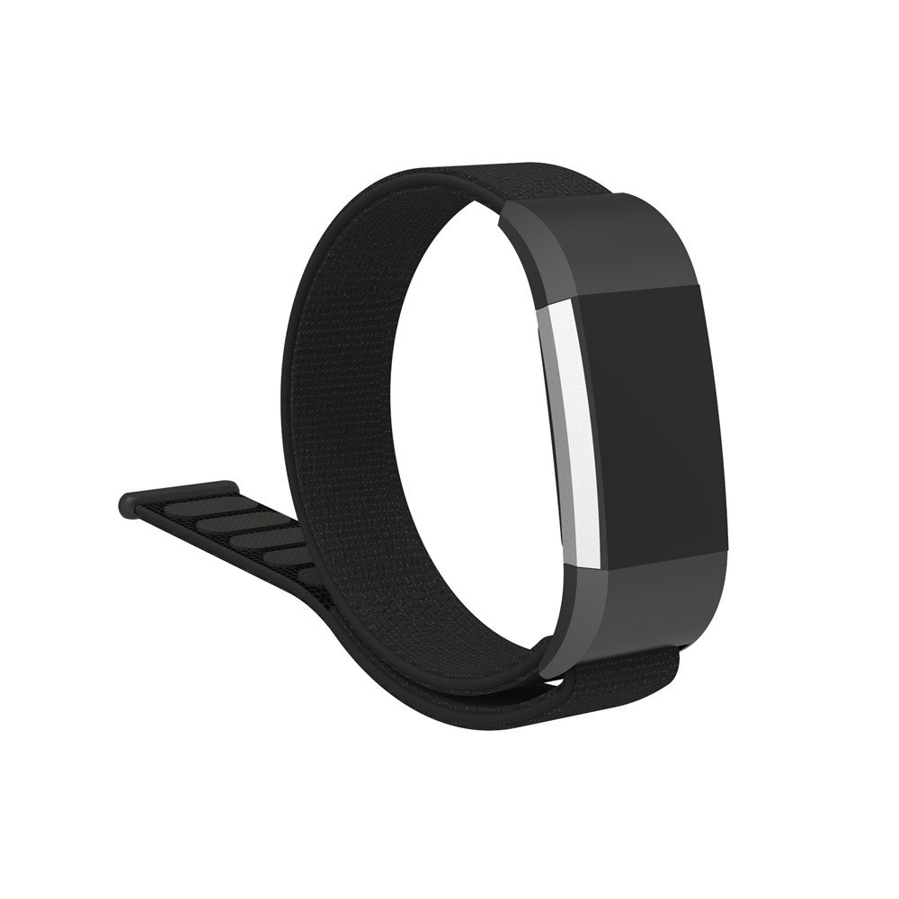 Velcro Closure Flexible Nylon Watch Band + Connector for Fitbit Charge 2 - Black-6