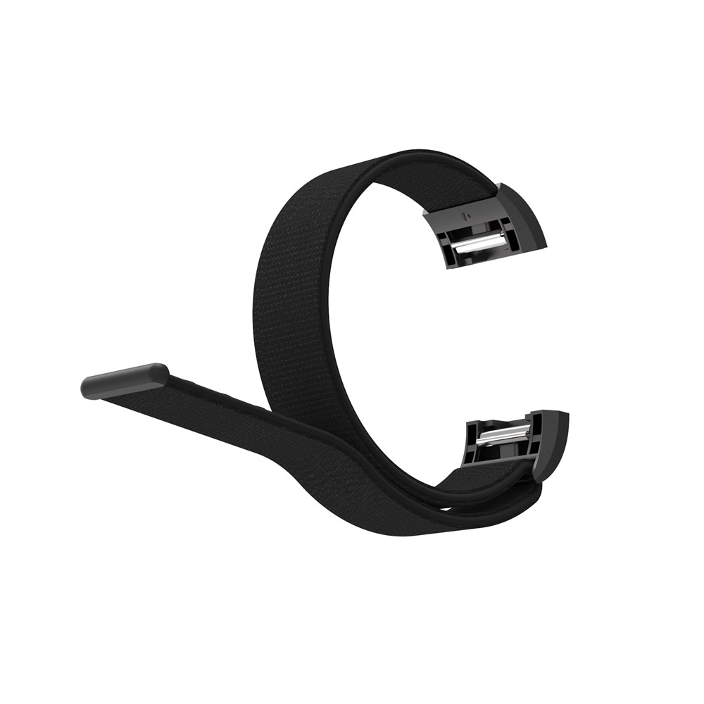 Velcro Closure Flexible Nylon Watch Band + Connector for Fitbit Charge 2 - Black-7