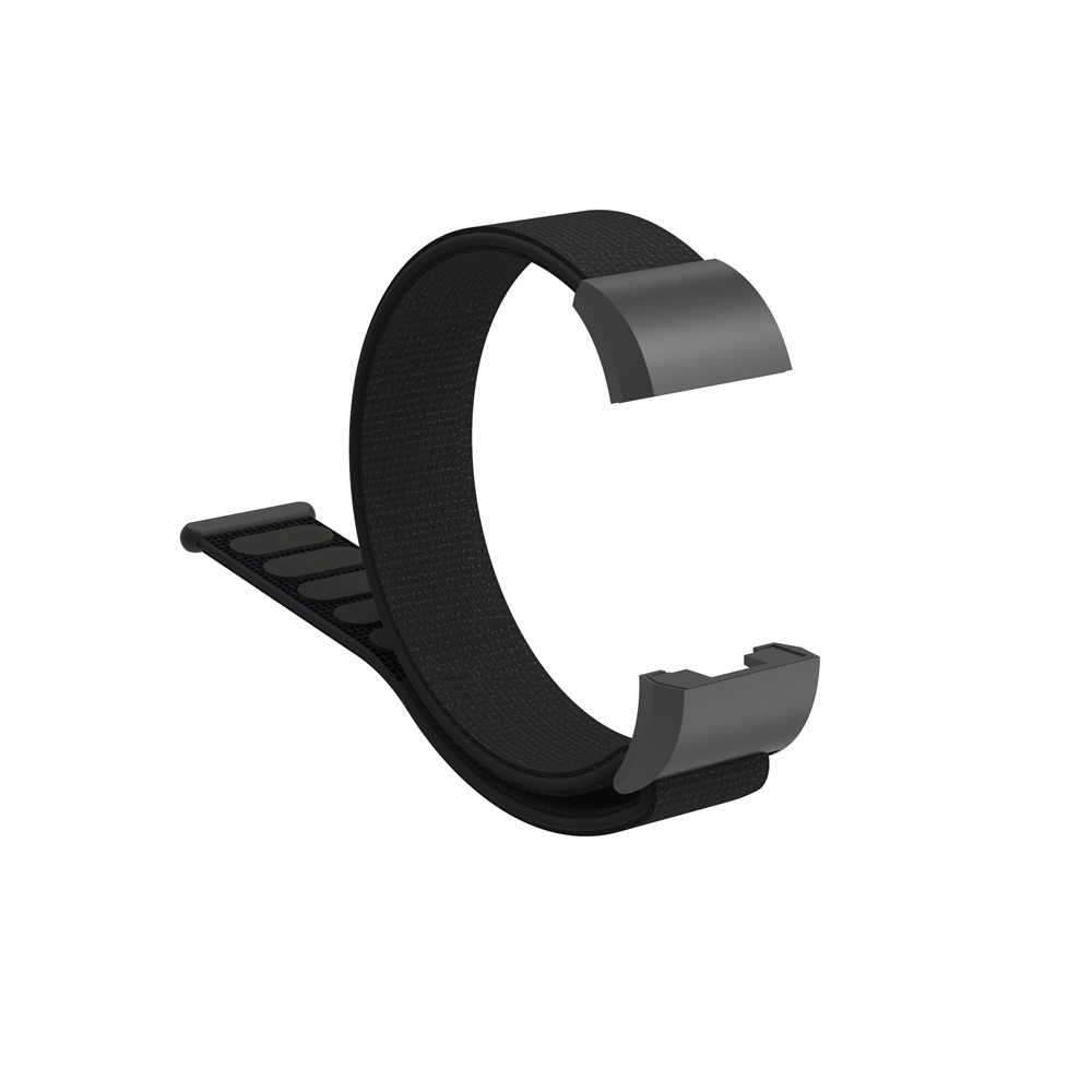 Velcro Closure Flexible Nylon Watch Band + Connector for Fitbit Charge 2 - Black-8
