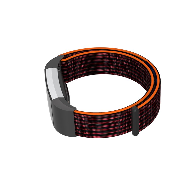 Velcro Closure Flexible Nylon Watch Strap + Connector for Fitbit Charge 2 - Orange / Black-4