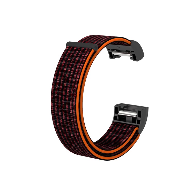 Velcro Closure Flexible Nylon Watch Strap + Connector for Fitbit Charge 2 - Orange / Black-5
