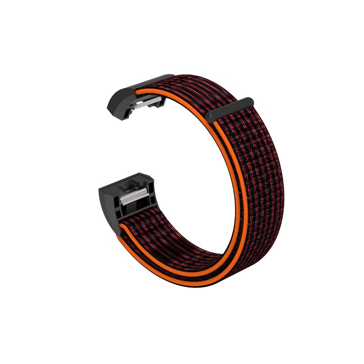 Velcro Closure Flexible Nylon Watch Strap + Connector for Fitbit Charge 2 - Orange / Black-6