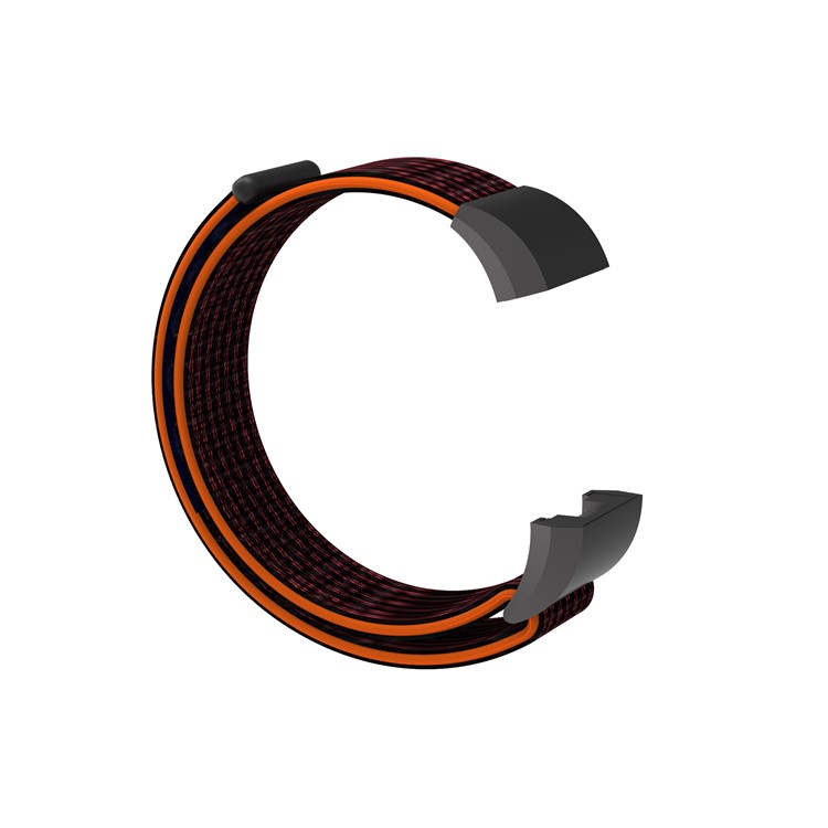 Velcro Closure Flexible Nylon Watch Strap + Connector for Fitbit Charge 2 - Orange / Black-7