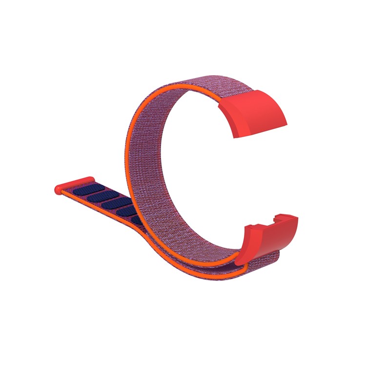 Velcro Closure Flexible Nylon Wrist Watch Strap + Connector for Fitbit Charge 2 - Rose-8