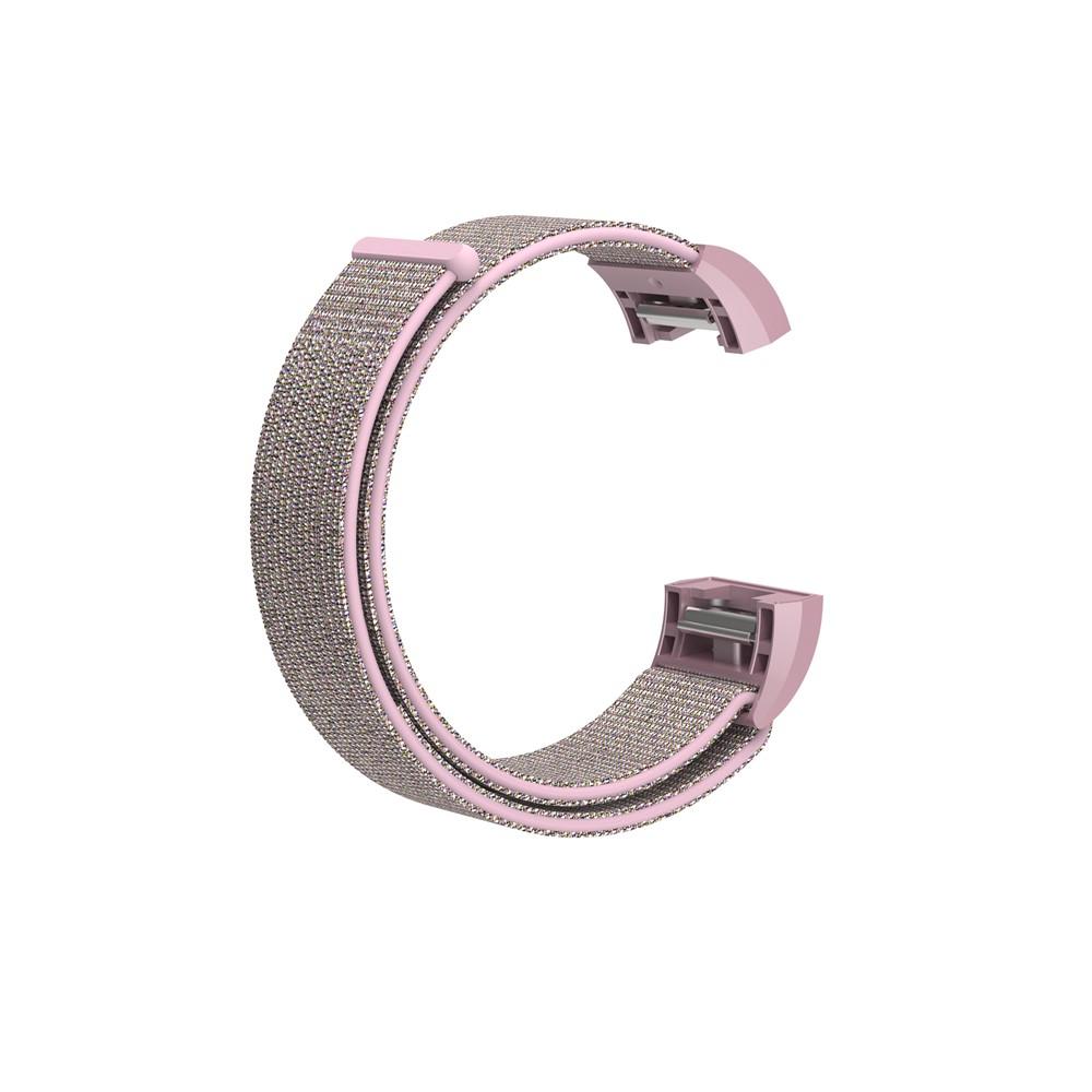 Velcro Closure Flexible Nylon Watch Band Strap + Connector for Fitbit Charge 2 - Pink-6