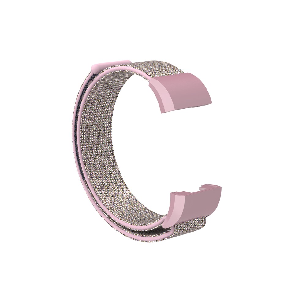 Velcro Closure Flexible Nylon Watch Band Strap + Connector for Fitbit Charge 2 - Pink-7