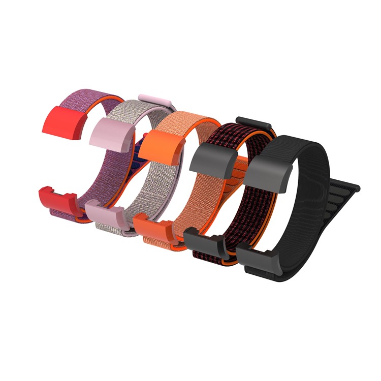 Velcro Closure Flexible Nylon Watch Repair Band + Connector for Fitbit Charge 2 - Orange-10