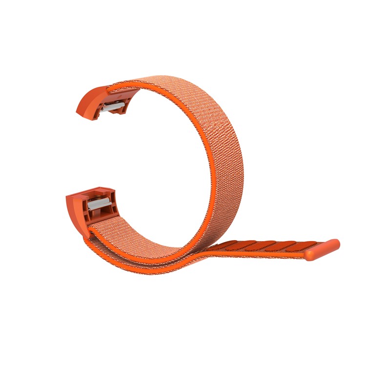 Velcro Closure Flexible Nylon Watch Repair Band + Connector for Fitbit Charge 2 - Orange-5