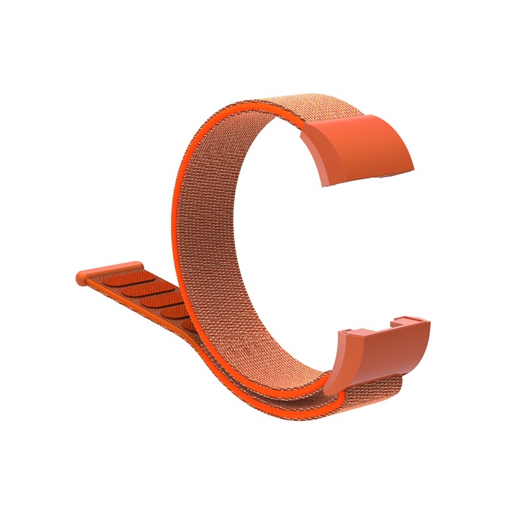 Velcro Closure Flexible Nylon Watch Repair Band + Connector for Fitbit Charge 2 - Orange-8