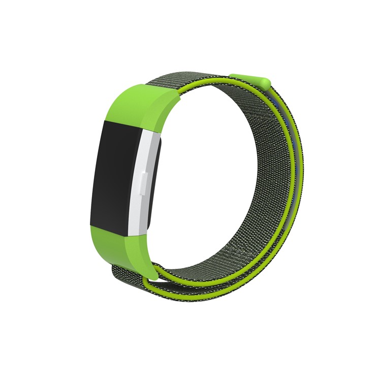 Velcro Closure Flexible Nylon Watch Replacement Band + Connector for Fitbit Charge 2 - Light Green-2