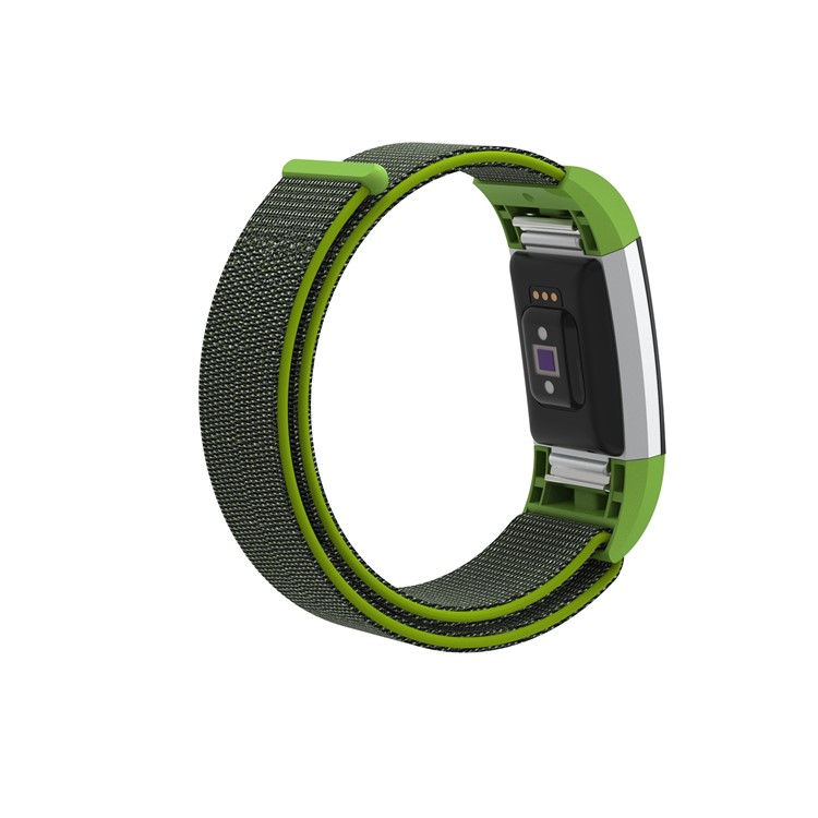 Velcro Closure Flexible Nylon Watch Replacement Band + Connector for Fitbit Charge 2 - Light Green-3