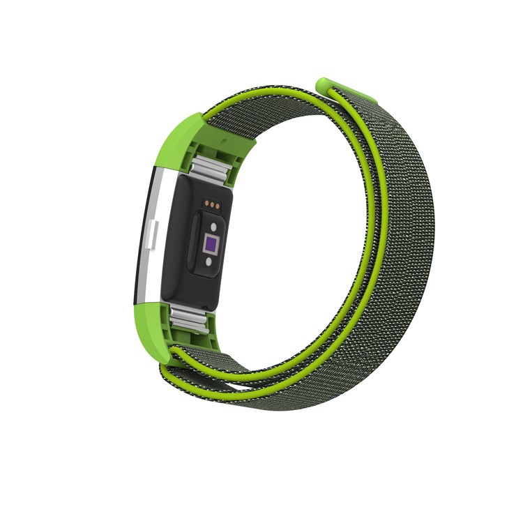 Velcro Closure Flexible Nylon Watch Replacement Band + Connector for Fitbit Charge 2 - Light Green-4