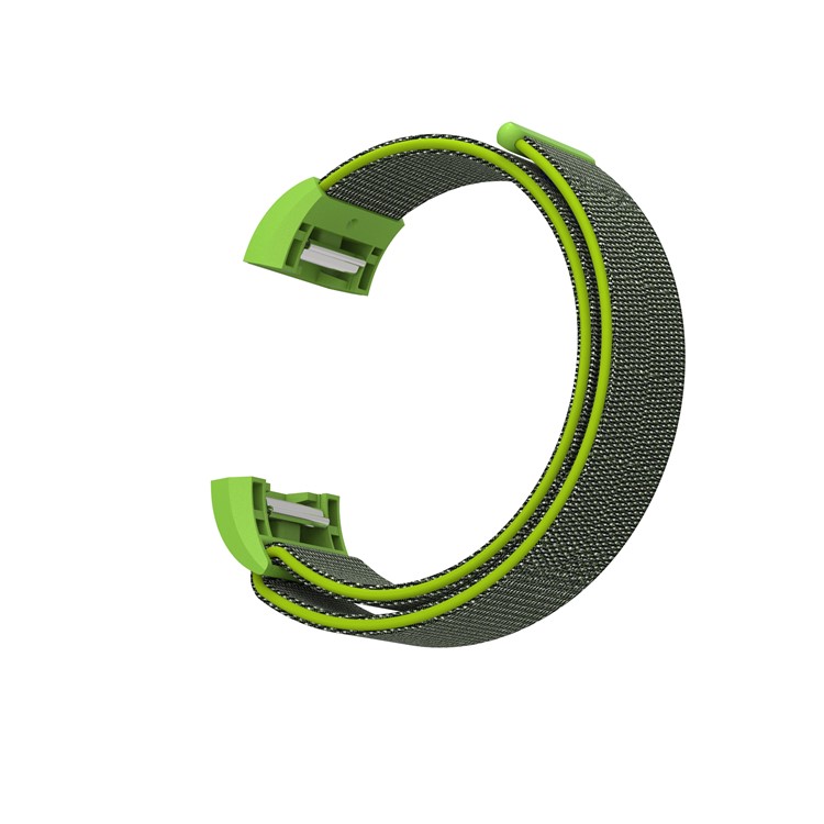 Velcro Closure Flexible Nylon Watch Replacement Band + Connector for Fitbit Charge 2 - Light Green-5