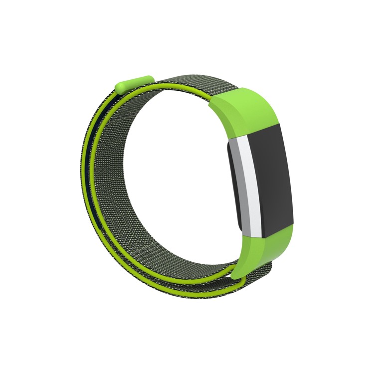 Velcro Closure Flexible Nylon Watch Replacement Band + Connector for Fitbit Charge 2 - Light Green-8