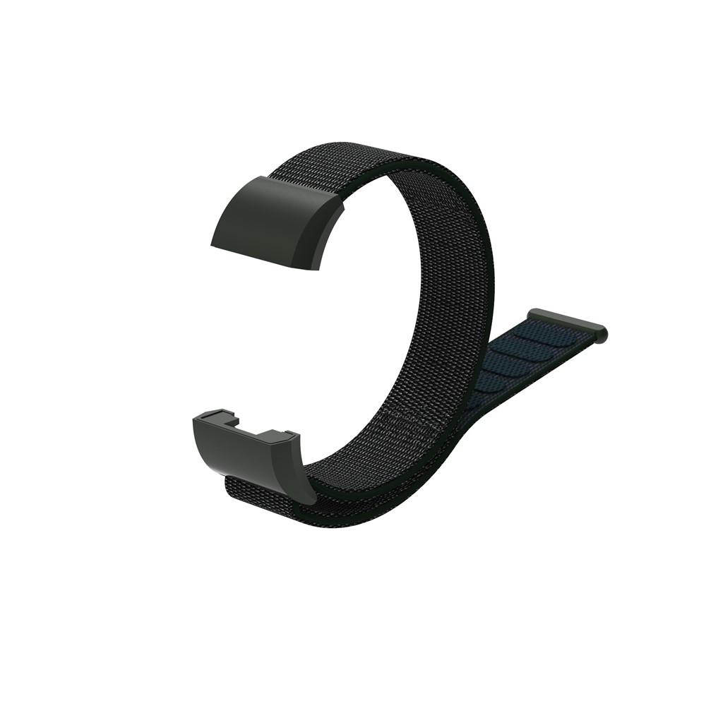 Velcro Closure Flexible Nylon Watch Replacement Strap + Connector for Fitbit Charge 2 - Dark Green-1