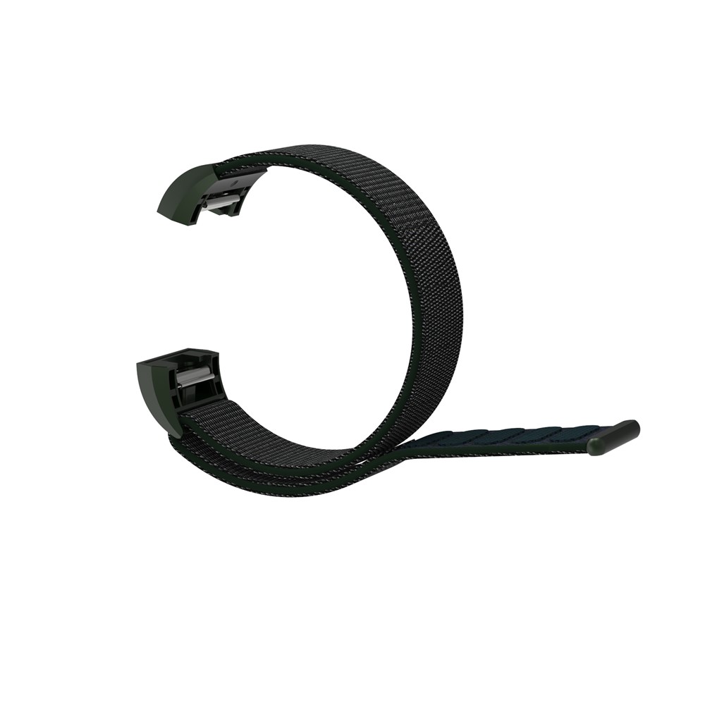 Velcro Closure Flexible Nylon Watch Replacement Strap + Connector for Fitbit Charge 2 - Dark Green-6