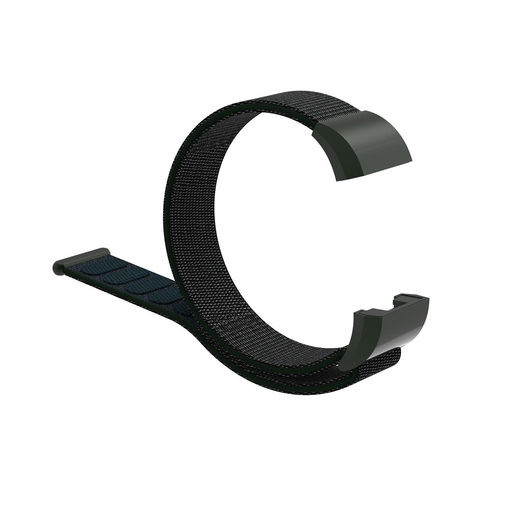 Velcro Closure Flexible Nylon Watch Replacement Strap + Connector for Fitbit Charge 2 - Dark Green-8