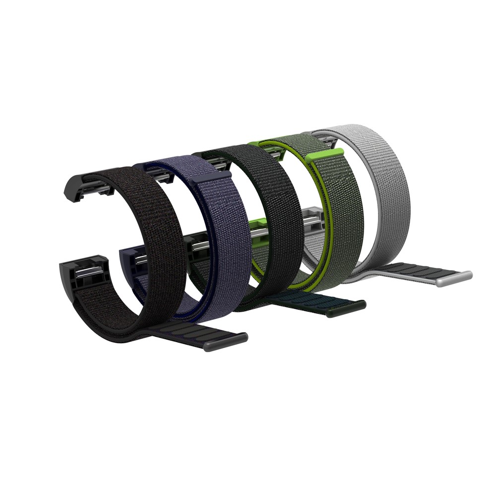 Velcro Closure Flexible Nylon Watch Replacement Strap + Connector for Fitbit Charge 2 - Dark Green-9