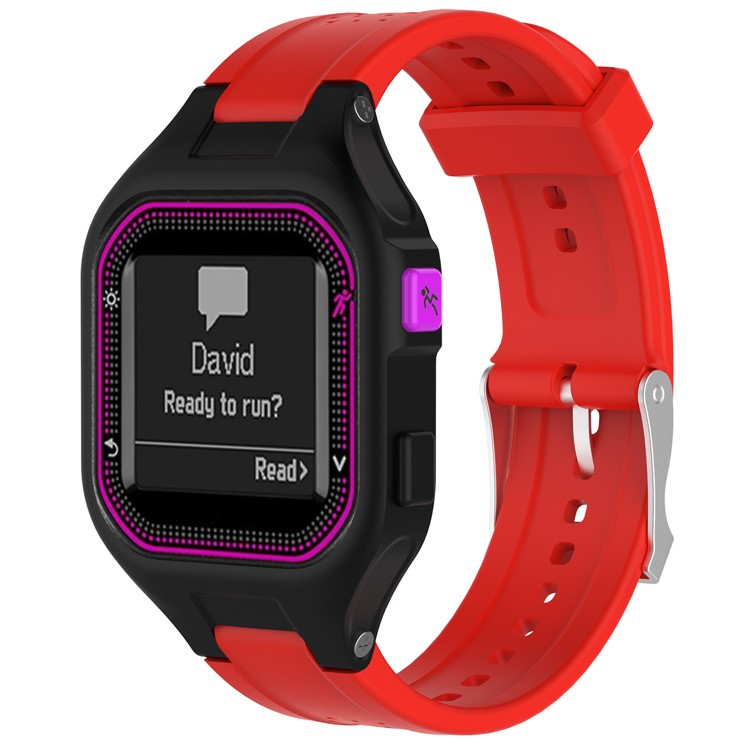 Frauen Silikon Sportuhr Band Mit Installationswerkzeugen Für Garmin Vorläufer 25 - Rot-3