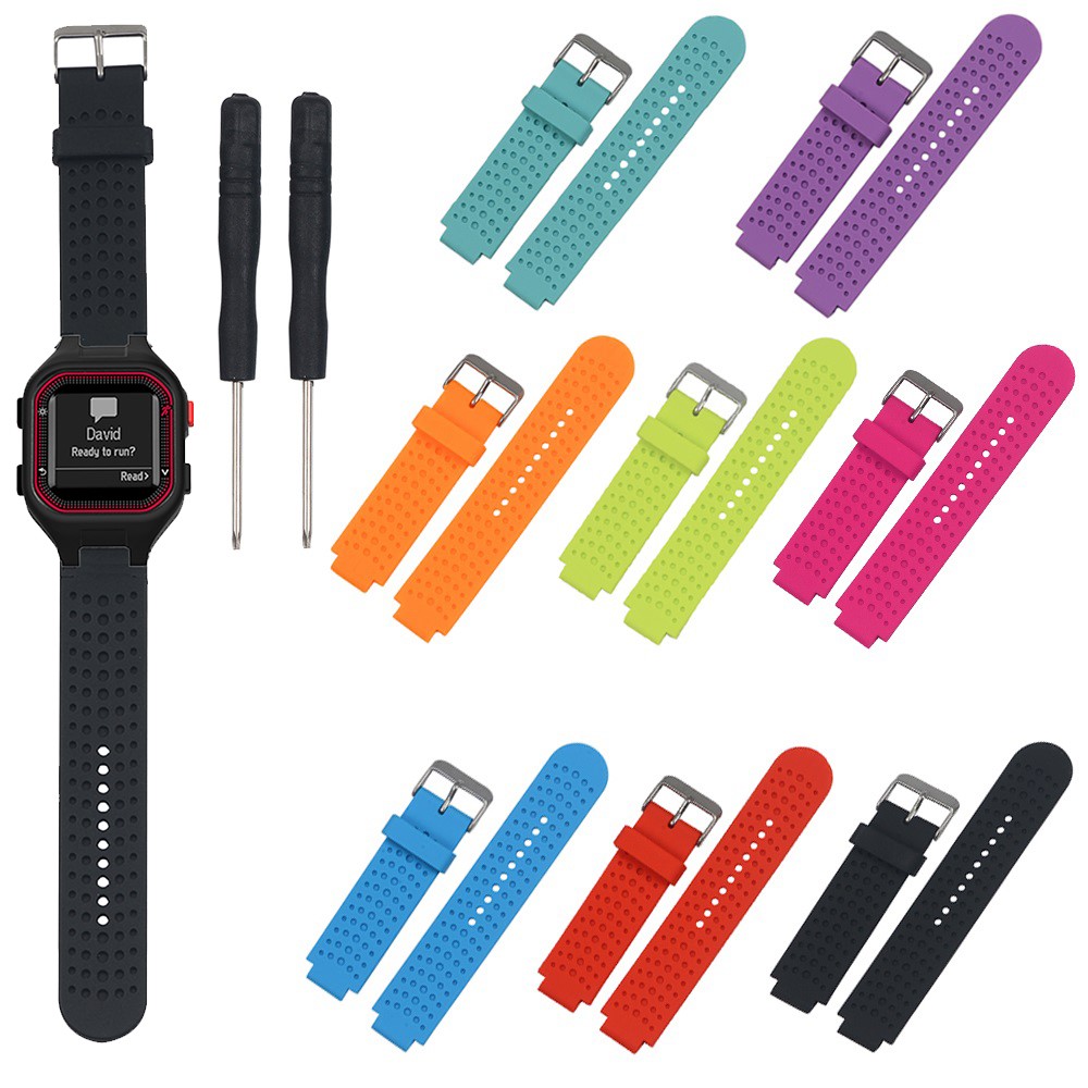 Men Silicone Watch Sport Strap with Installation Tools for Garmin Forerunner 25 - Black-4