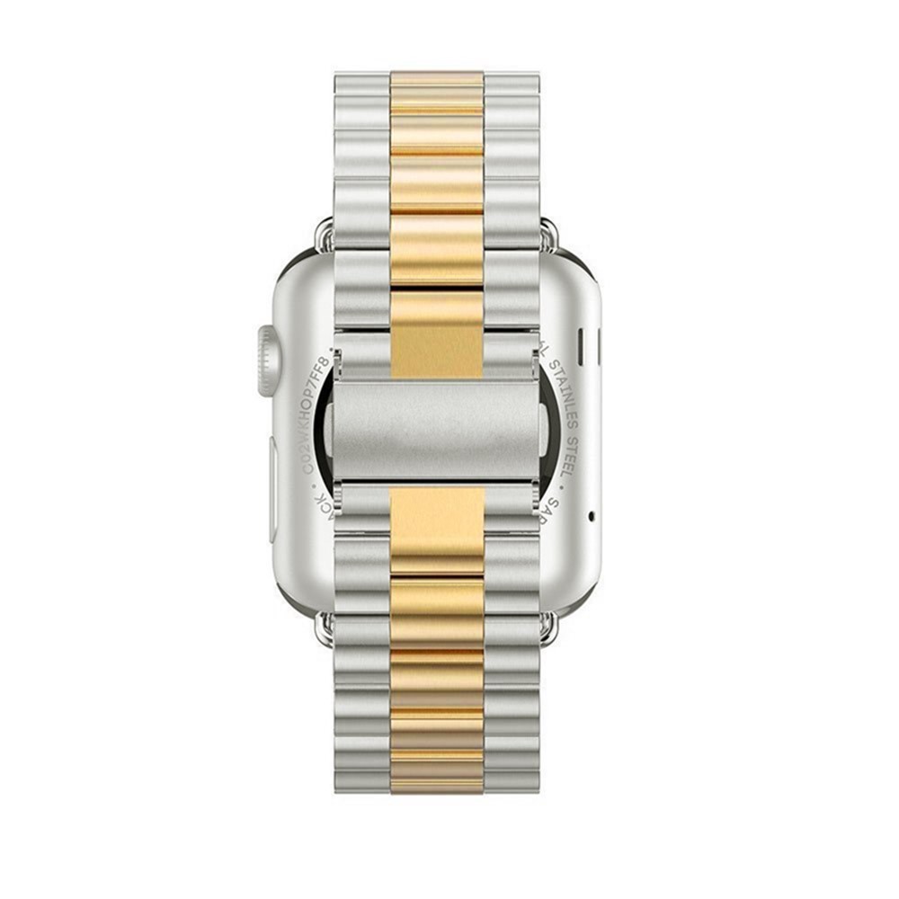 Luxury Three Beads Stainless Steel Watch Strap Replace Part for Apple Watch Series 4 44mm, Series 3 / 2 / 1 42mm - Gold + Silver-2