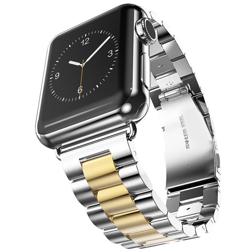 Luxury Three Beads Stainless Steel Watch Strap Replace Part for Apple Watch Series 4 44mm, Series 3 / 2 / 1 42mm - Gold + Silver-3