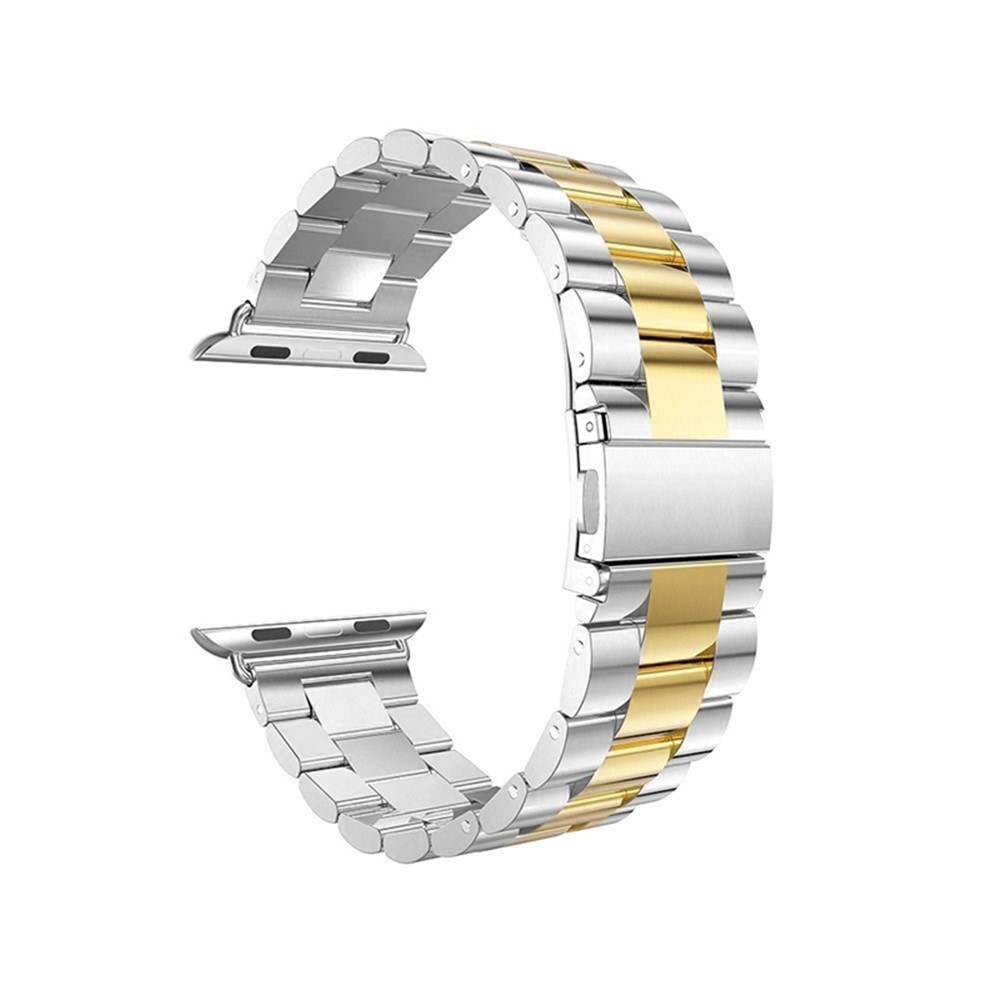 Luxury Three Beads Stainless Steel Watch Strap Replace Part for Apple Watch Series 4 44mm, Series 3 / 2 / 1 42mm - Gold + Silver-4