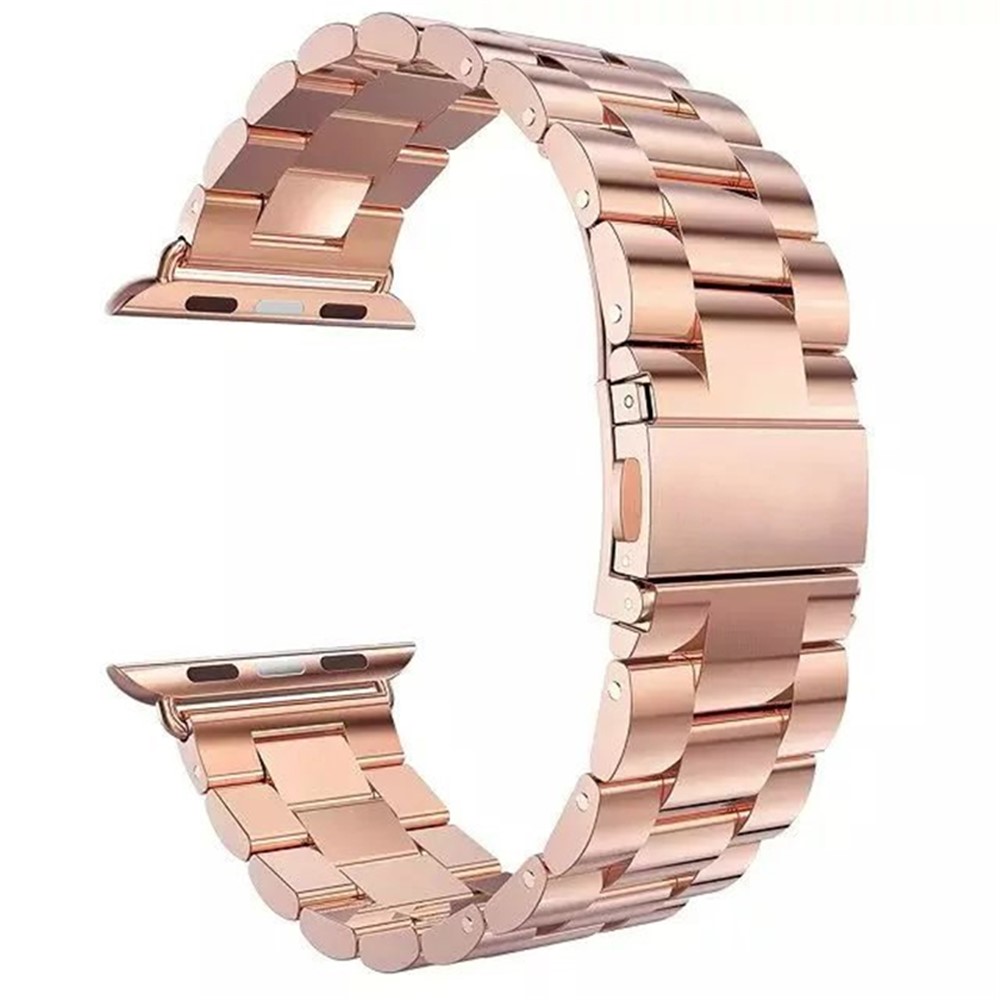 Luxury Three Beads Stainless Steel Watch Strap Replacement with Folding Clasp for Apple Watch Series 4 44mm, Series 3 / 2 / 1 42mm - Rose Gold-5