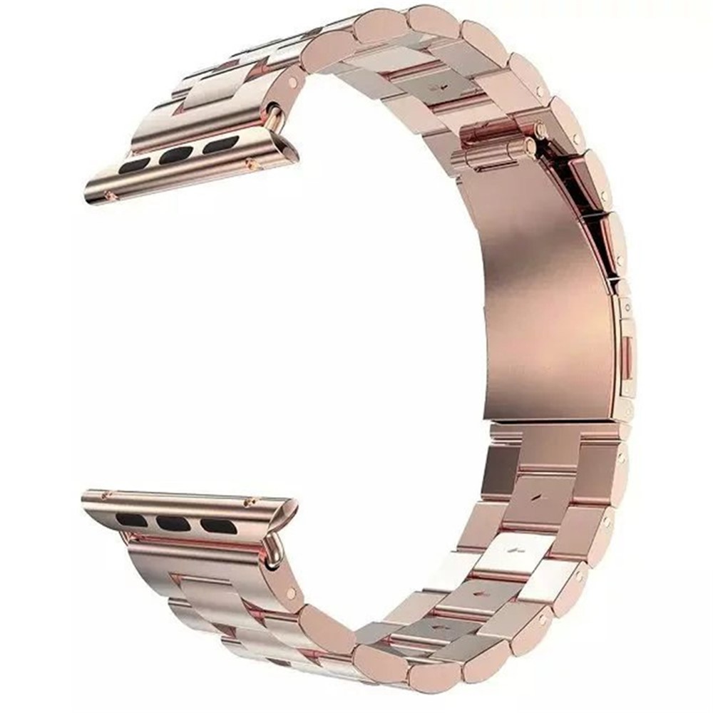 Luxury Three Beads Stainless Steel Watch Strap Replacement with Folding Clasp for Apple Watch Series 4 44mm, Series 3 / 2 / 1 42mm - Rose Gold-6