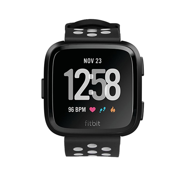 Faixa Macia Oca Do Esporte Do Relógio Do Silicone Do Dois-tom Para O Fitbit Versa - Cinzento / Preto-11