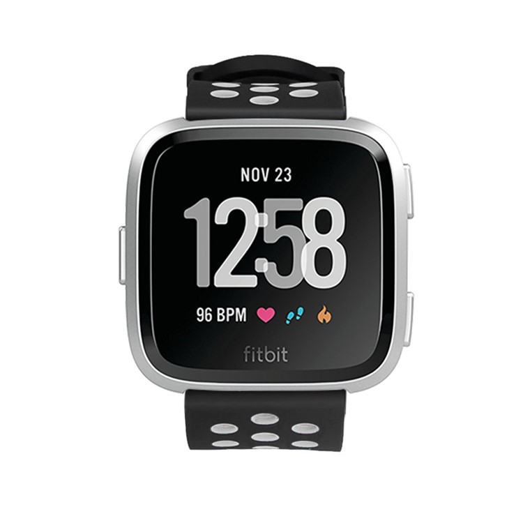 Faixa Macia Oca Do Esporte Do Relógio Do Silicone Do Dois-tom Para O Fitbit Versa - Cinzento / Preto-13
