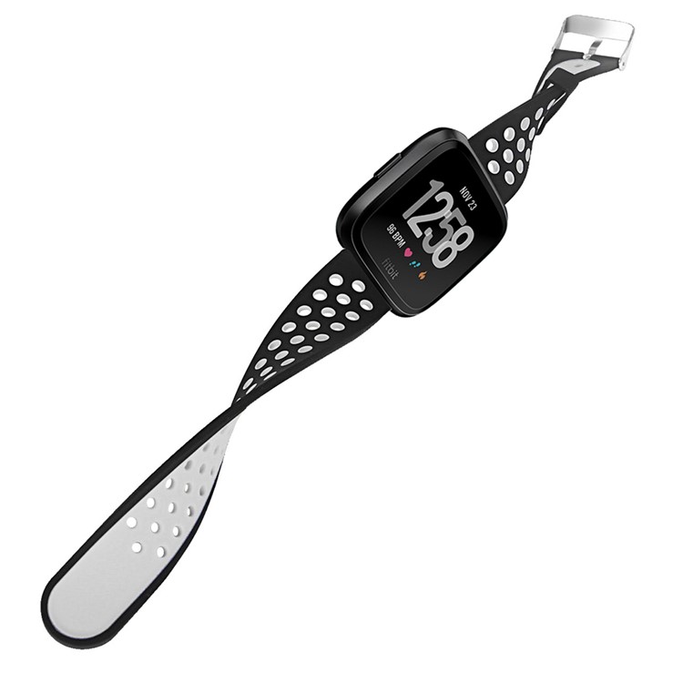 Faixa Macia Oca Do Esporte Do Relógio Do Silicone Do Dois-tom Para O Fitbit Versa - Cinzento / Preto-8