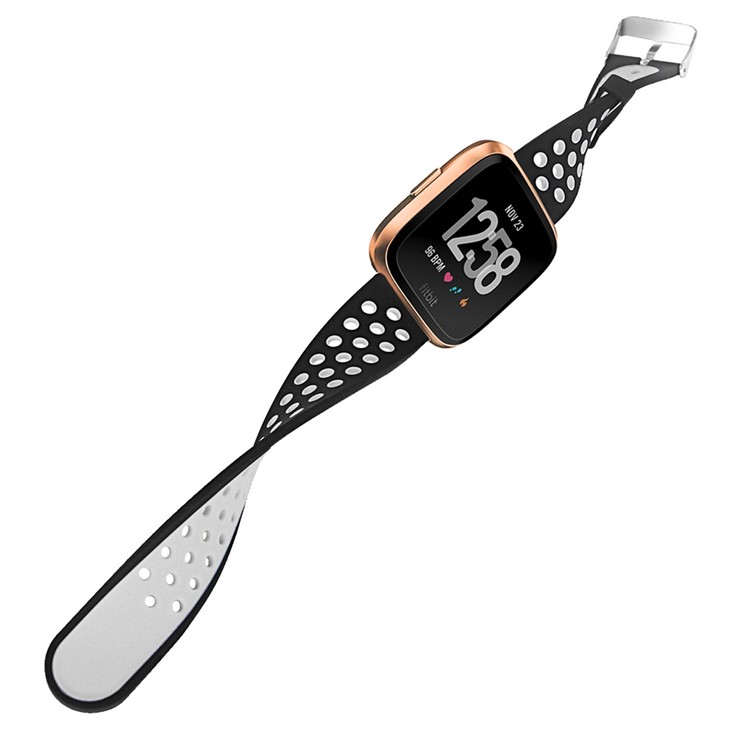 Faixa Macia Oca Do Esporte Do Relógio Do Silicone Do Dois-tom Para O Fitbit Versa - Cinzento / Preto-9