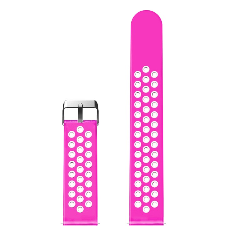 For Fitbit Versa Hollow Two-tone Soft Silicone Watch Sport Band - White / Rose-14