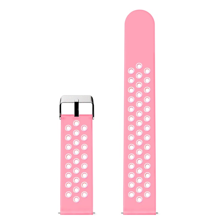 Hollow Bi-color Soft Silicone Watch Band for Fitbit Versa - White / Pink-14