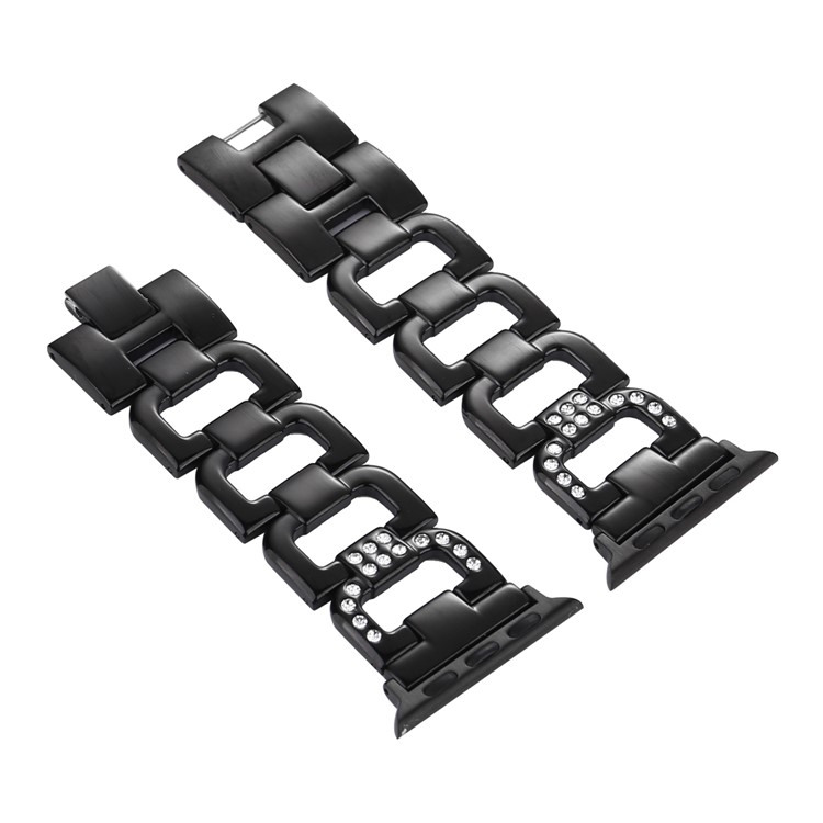 D-shape Rhinestone Decor Stainless Steel Watch Band for Apple Watch Series 3/2/1 38mm - Black-1