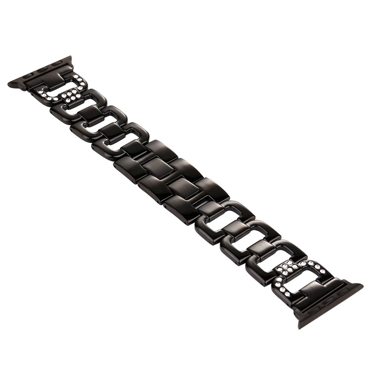 D-shape Rhinestone Decor Stainless Steel Watch Band for Apple Watch Series 3/2/1 38mm - Black-2