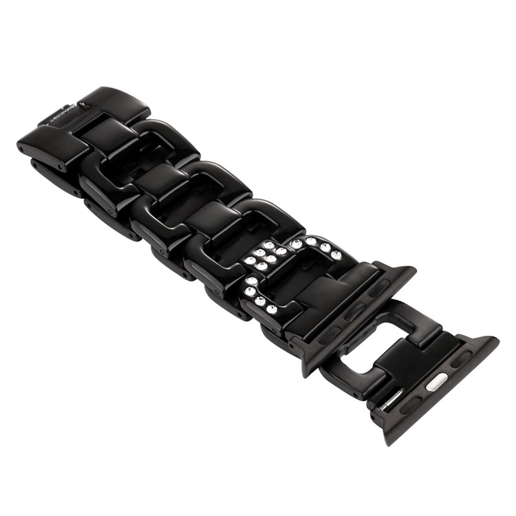 D-shape Rhinestone Decor Stainless Steel Watch Band for Apple Watch Series 3/2/1 38mm - Black-3