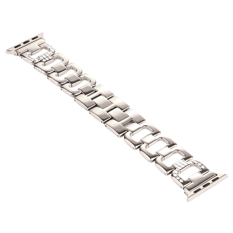 D-shape Rhinestone Decor Stainless Steel Watch Strap for Apple Watch Series 4 40mm/3/2/1 38mm - Silver-2