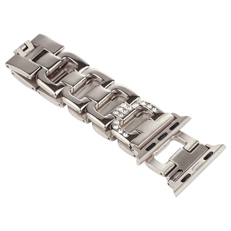 D-shape Rhinestone Decor Stainless Steel Watch Strap for Apple Watch Series 4 40mm/3/2/1 38mm - Silver-3