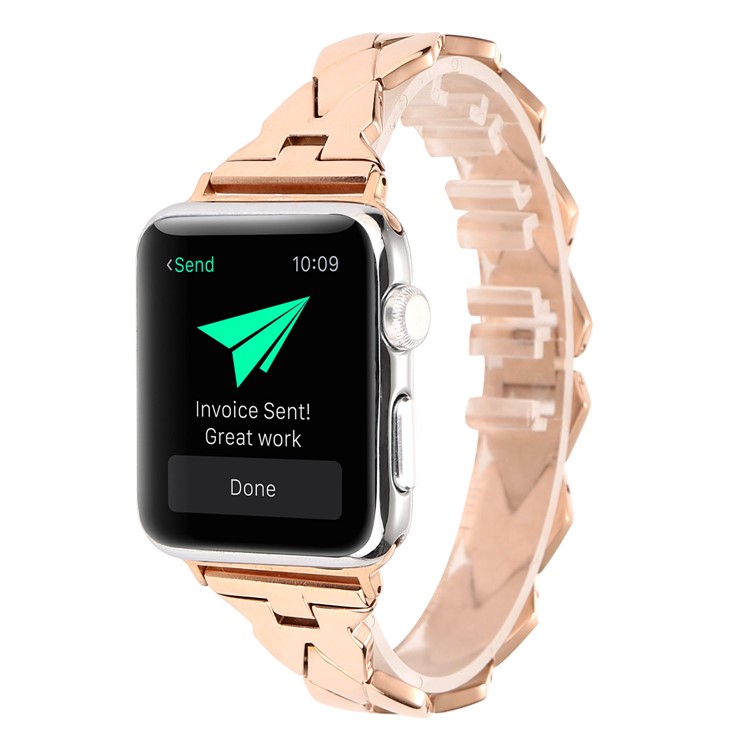Rhombus Design Stainless Steel Watch Bracelet for Apple Watch Series 4 40mm / Series 3 2 1 38mm - Rose Gold-2