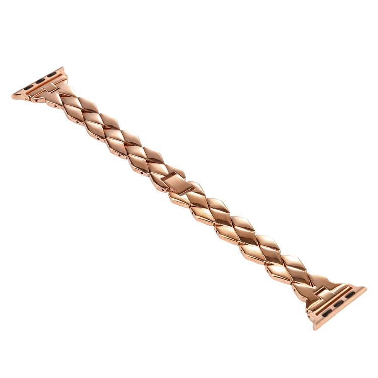 Rhombus Design Stainless Steel Watch Bracelet for Apple Watch Series 4 40mm / Series 3 2 1 38mm - Rose Gold-3