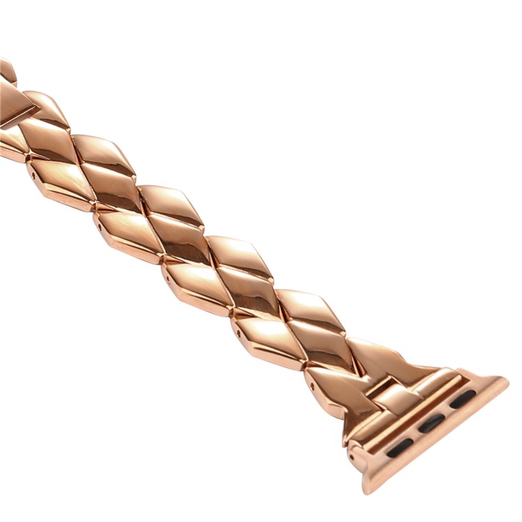 Rhombus Design Stainless Steel Watch Bracelet for Apple Watch Series 4 40mm / Series 3 2 1 38mm - Rose Gold-4