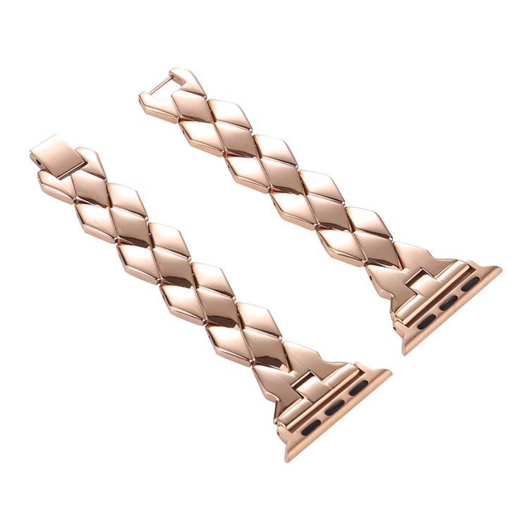 Rhombus Design Stainless Steel Watch Bracelet for Apple Watch Series 4 40mm / Series 3 2 1 38mm - Rose Gold-5