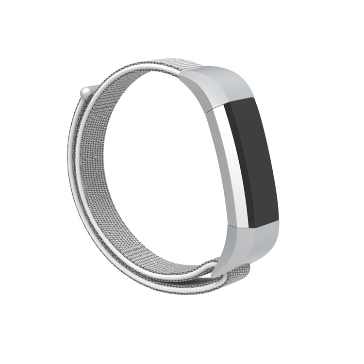 18cm Adjustable Velcro Closure Nylon Watch Strap Replacement for Fitbit Ace - Silver-2