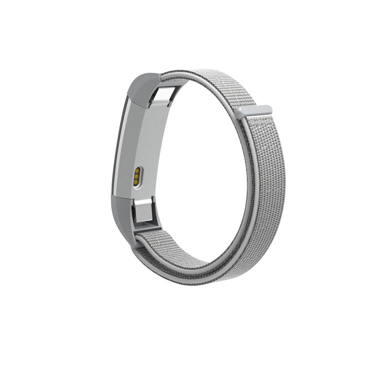 18cm Adjustable Velcro Closure Nylon Watch Strap Replacement for Fitbit Ace - Silver-3