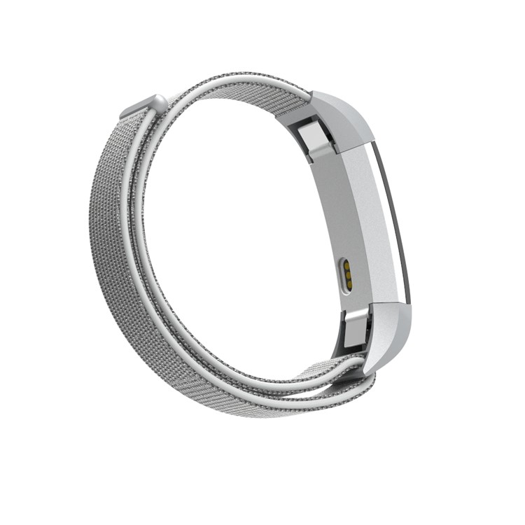 18cm Adjustable Velcro Closure Nylon Watch Strap Replacement for Fitbit Ace - Silver-4