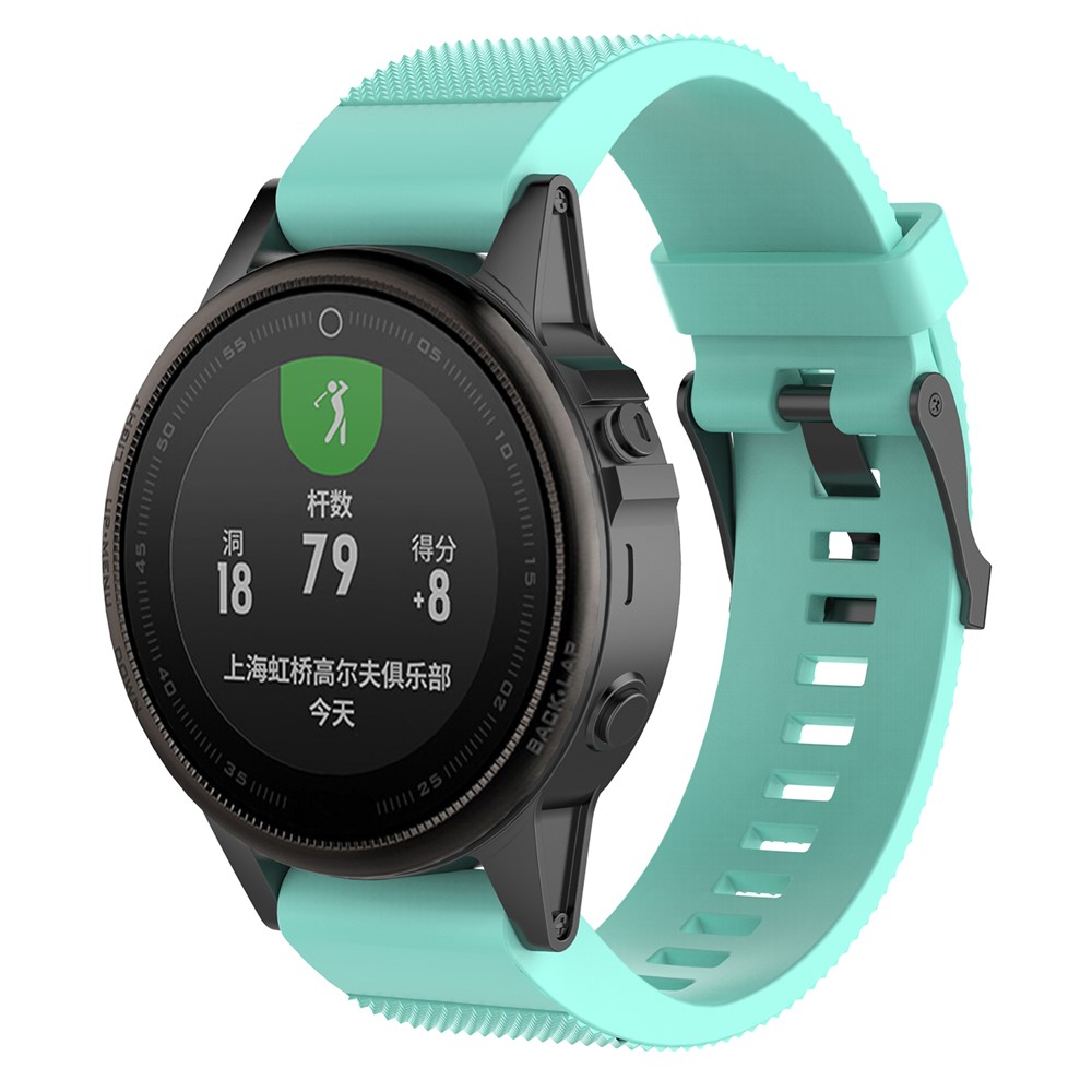 20mm Quick Fit Textured Silicone Watch Band Strap Bracelet Replacement for Garmin Fenix 5s - Cyan-3