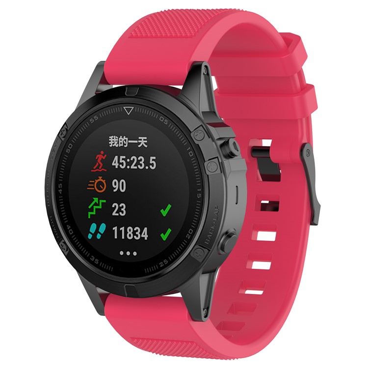 Twill Texture Silicone Watch Bracelet for Garmin Fenix5/Forerunner 935 945 /Quatix5/Quatix5 Sapphire/Approach S60 - Rose-2